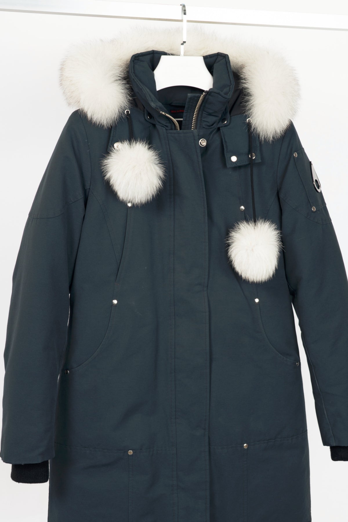 Moose Knuckles Stirling Navy Fox-Fur-Trim Hooded Parka