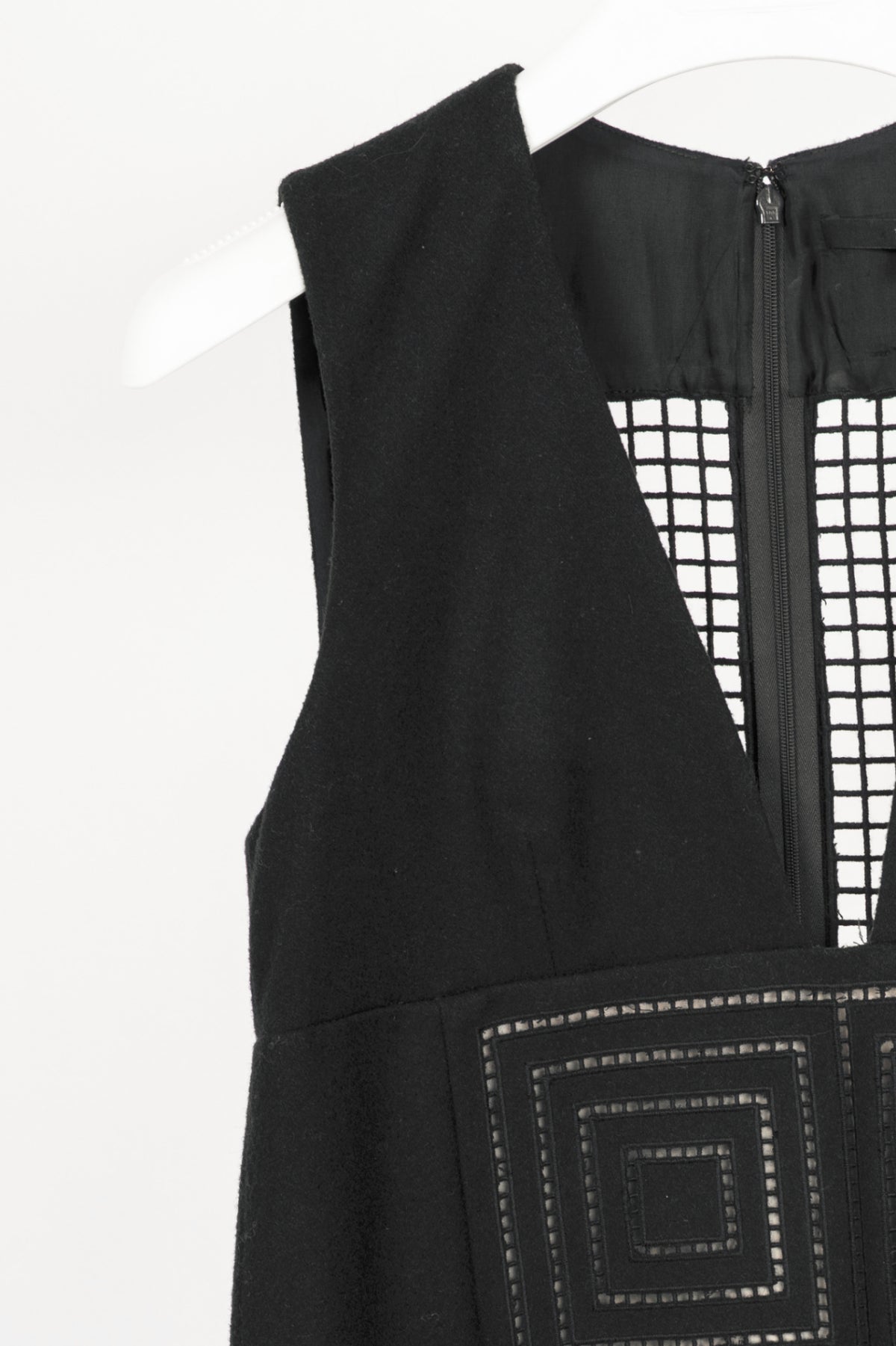Tibi AW12 Runway Navy Wool-Blend Crochet Sleeveless Dress