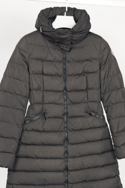 Moncler Flammette Grey Nylon Hidden-Hood Puffer Down Jacket