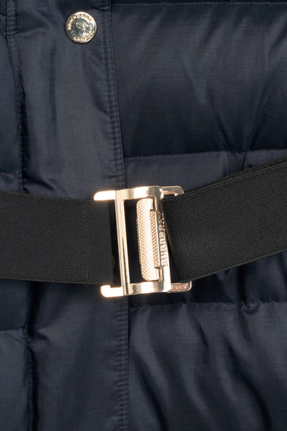 Burberry Abbeydale Navy Fur-Trim Hooded Quilted Puffer