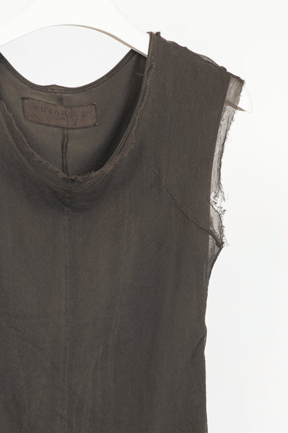 Rundholz Dip Brown Cotton Mesh & Jersey Midi Dress
