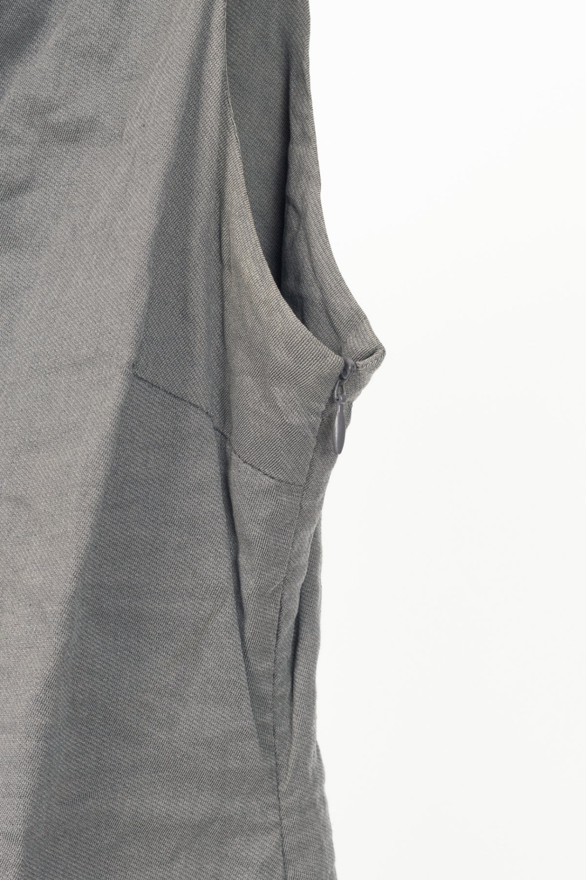 Sarah Pacini Grey Crinkle Cotton-Blend Zip Dress