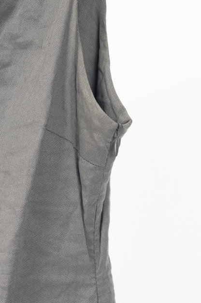 Sarah Pacini Grey Crinkle Cotton-Blend Zip Dress