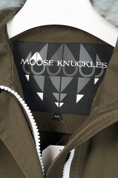 Moose Knuckles Green Cotton-Twill Fur-Hood Zip Parka