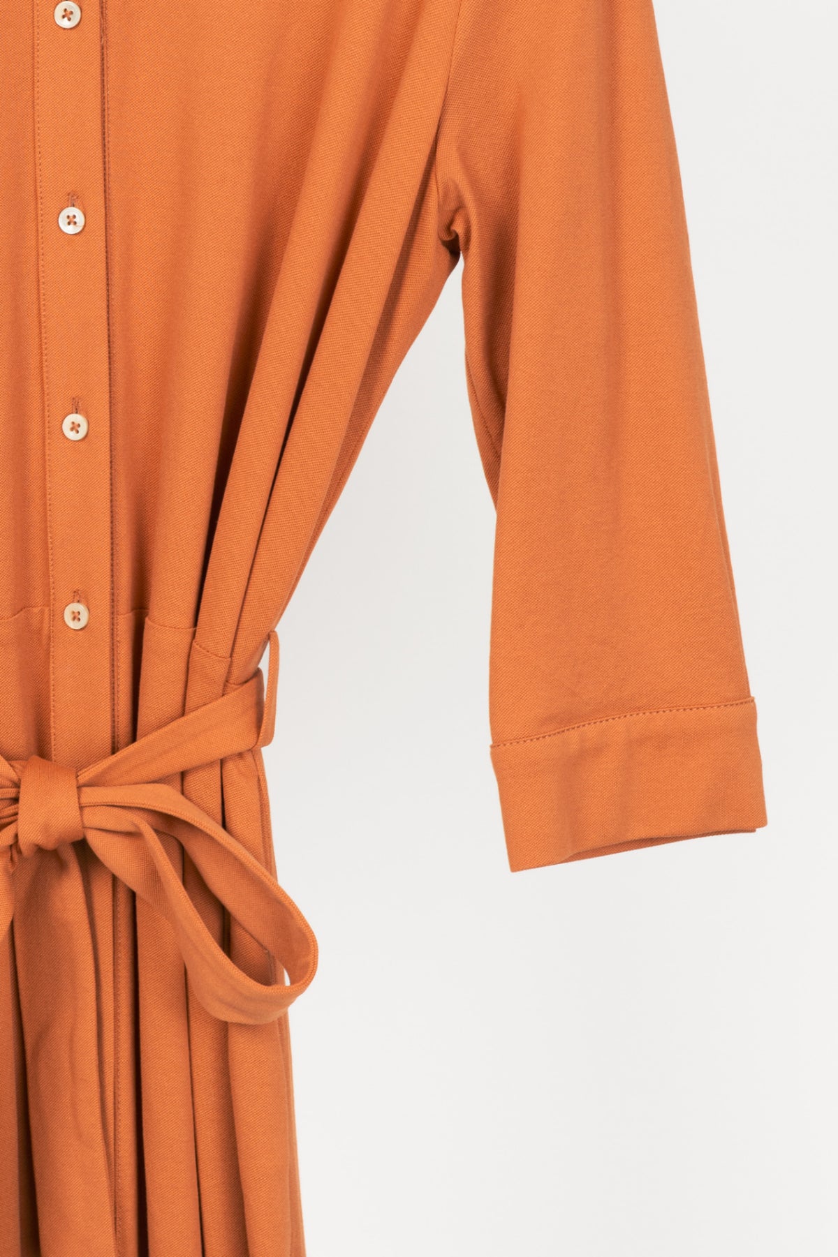 Circolo 1901 Orange Cotton-Pique Belted Shirt Dress