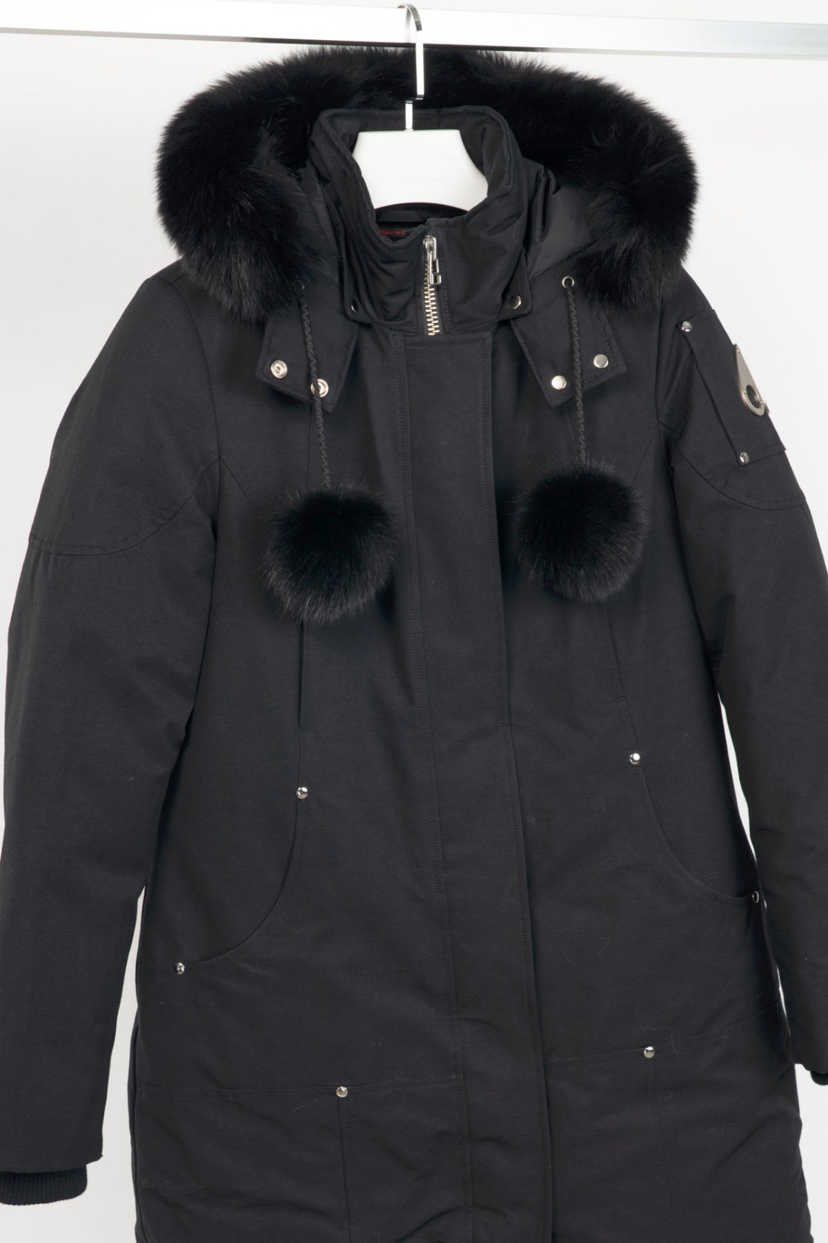 Moose Knuckles Stirling Black Fox-Fur-Trim Hooded Parka