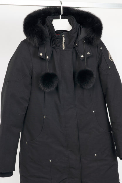 Moose Knuckles Stirling Black Fox-Fur-Trim Hooded Parka