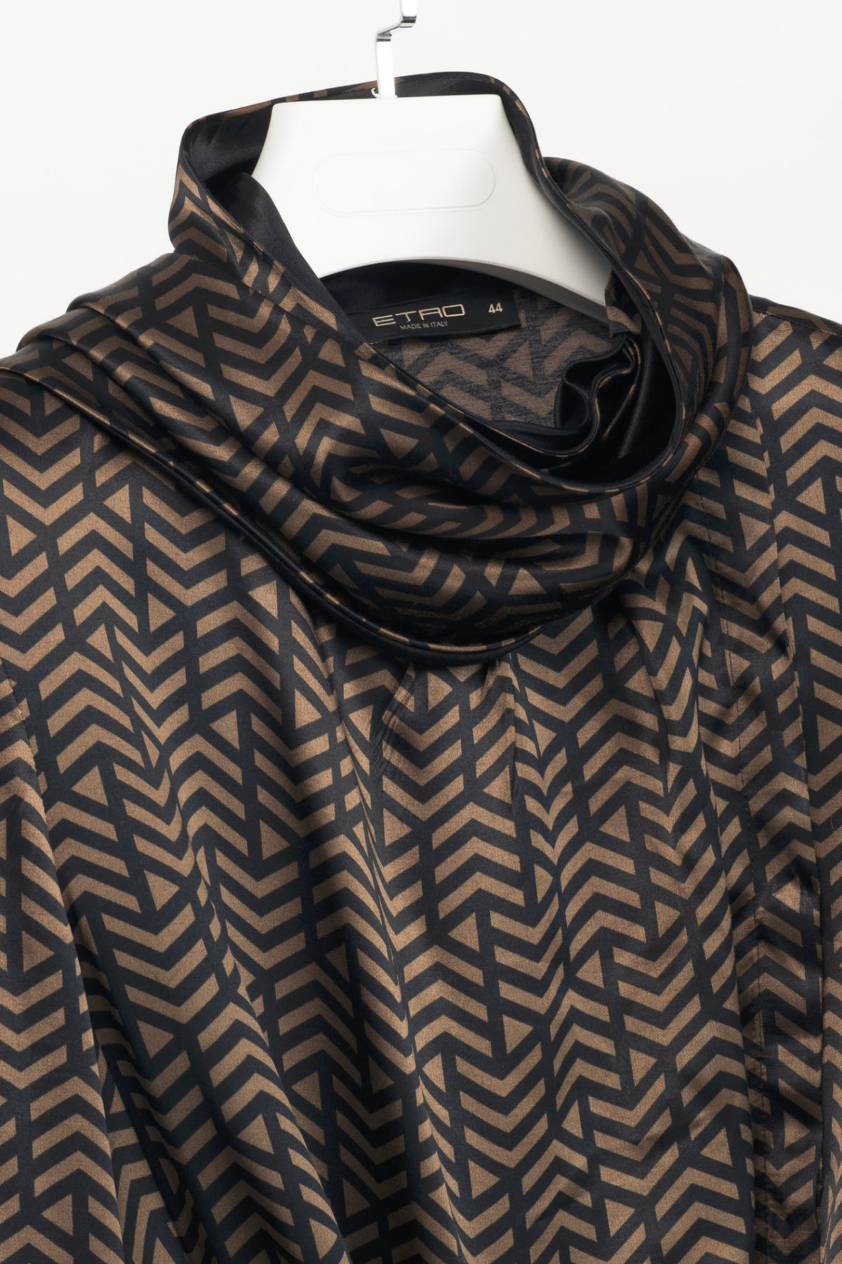 Etro Brown & Black Geometric-Print Viscose-Satin Scarf Mini Dress