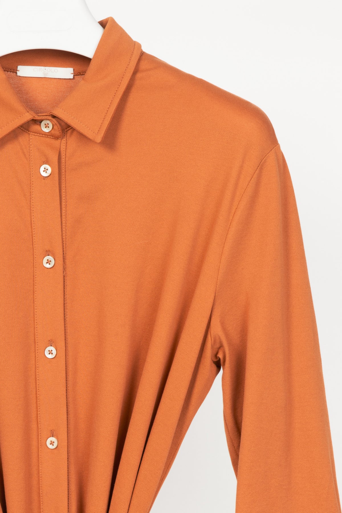 Circolo 1901 Orange Cotton-Pique Belted Shirt Dress