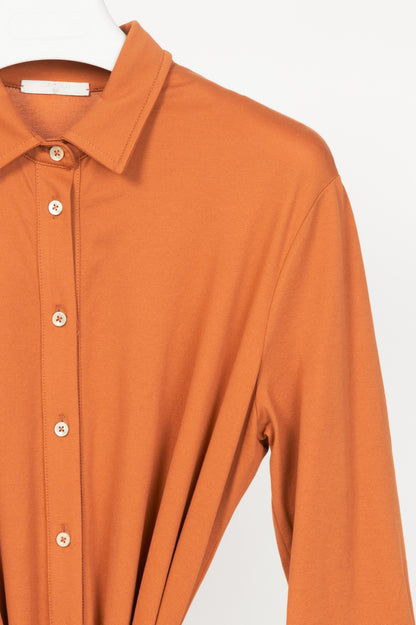 Circolo 1901 Orange Cotton-Pique Belted Shirt Dress