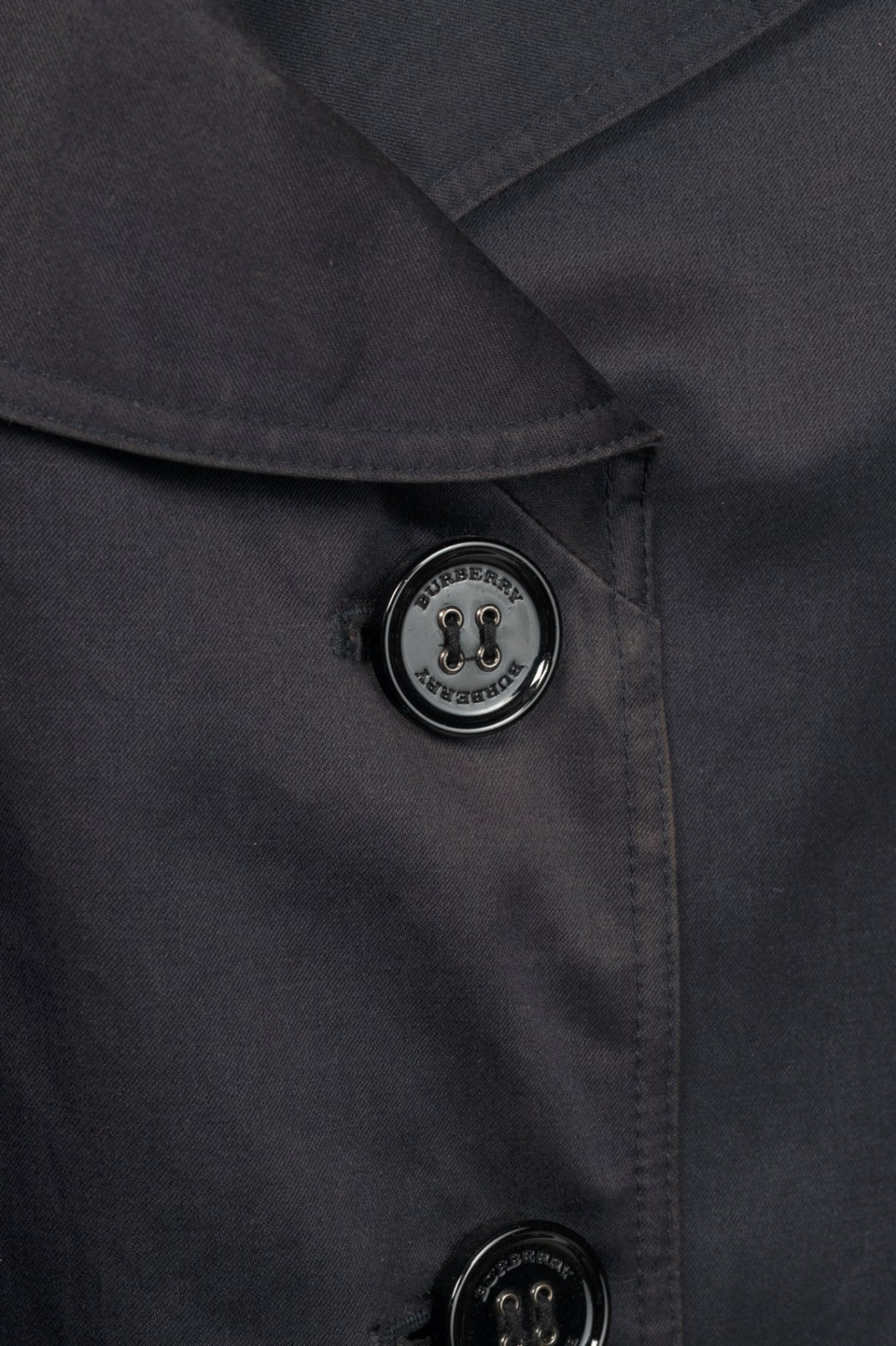 Burberry Navy Cotton Gabardine Belted Double-Breasted Trench Coat