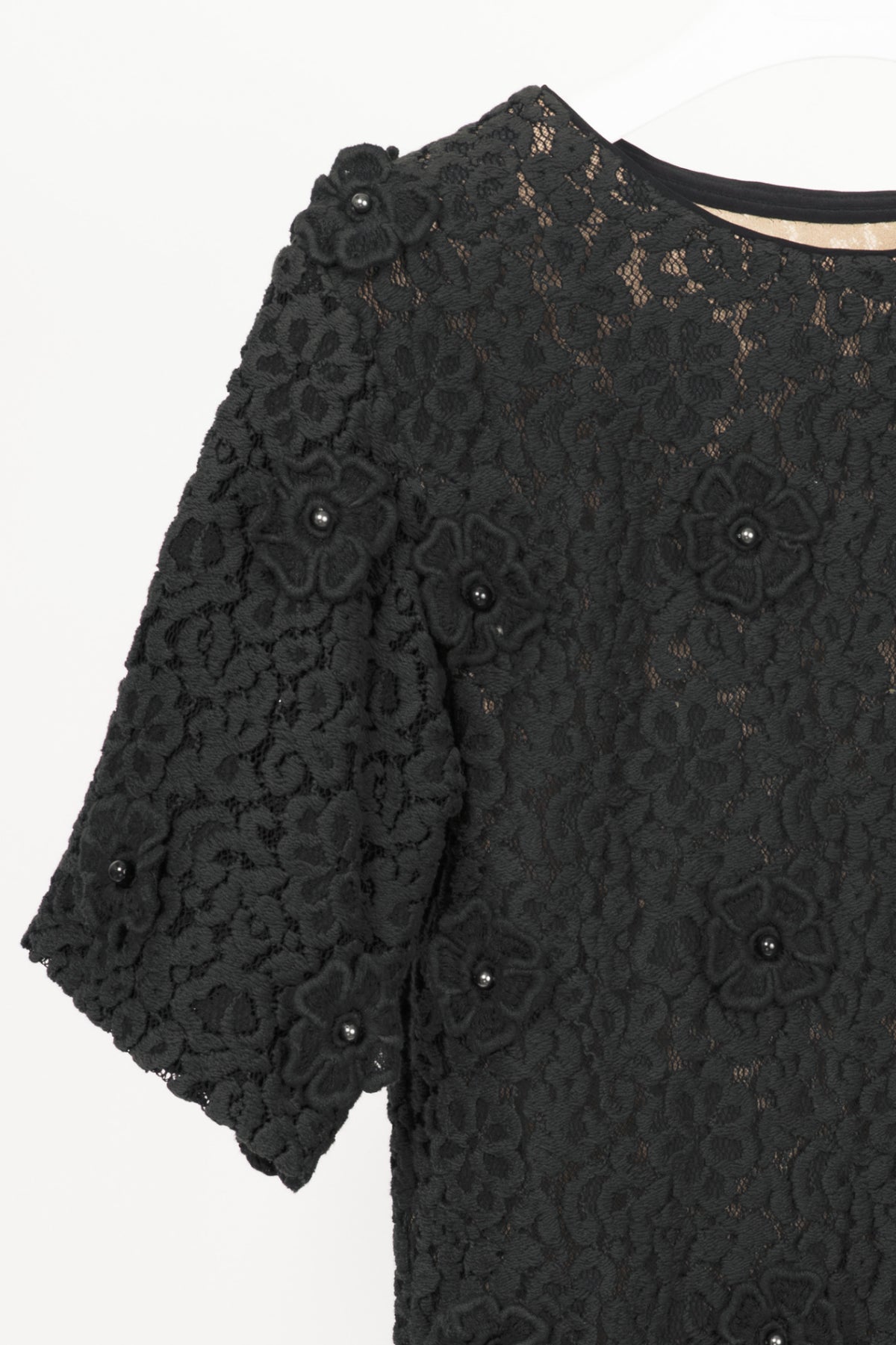 Chloe AW12 Black Macrame-Lace Floral-Applique Mini Dress