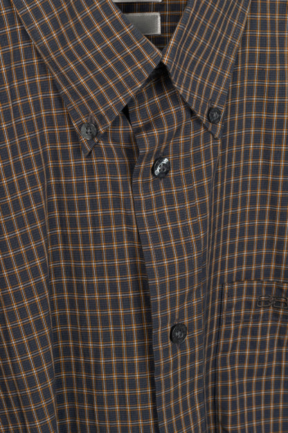 Balenciaga Vintage Brown & Orange Plaid Cotton-Poplin Buttoned Shirt
