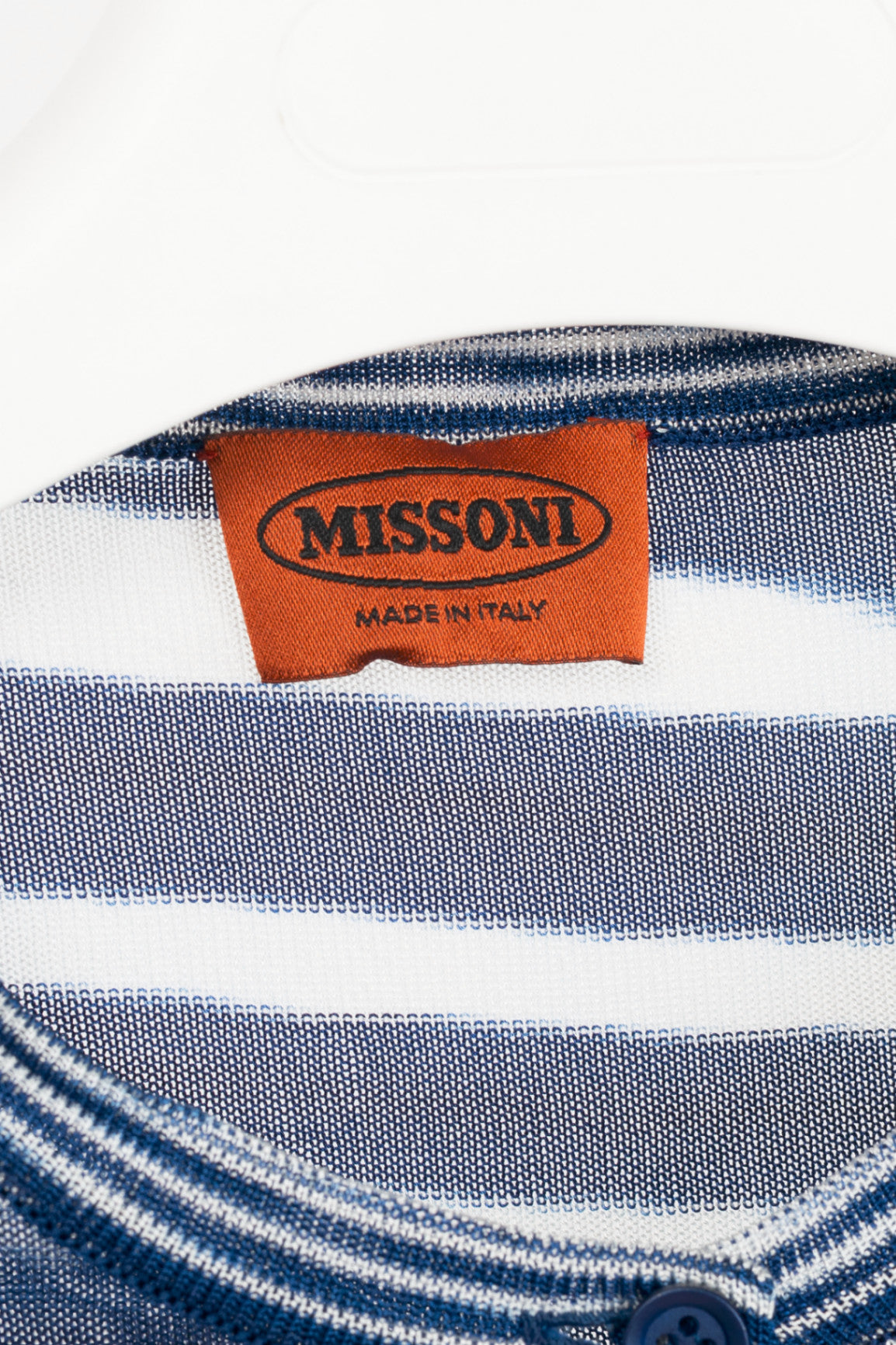 Missoni Blue & White Striped Fringe Short-Sleeve Cardigan