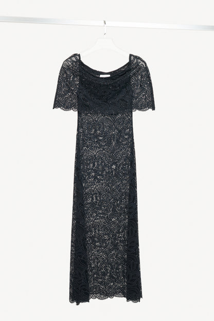 Beaufille Lotta Black Lace Off-Shoulder Maxi Dress