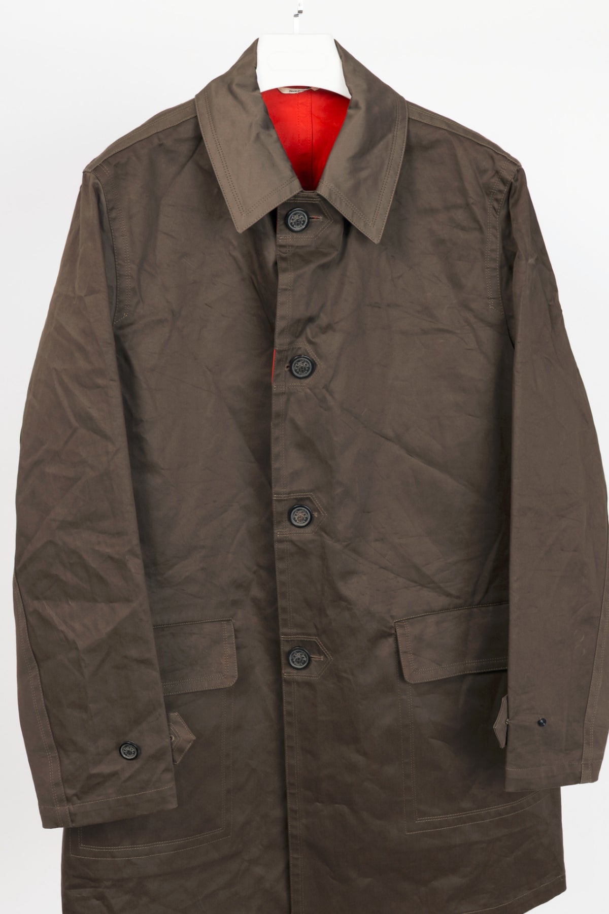 Hermes Brown Coated Cotton Mackintosh Coat