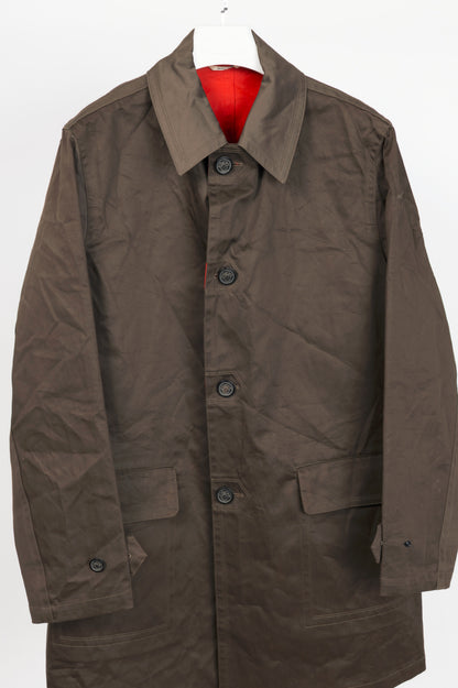 Hermes Brown Coated Cotton Mackintosh Coat