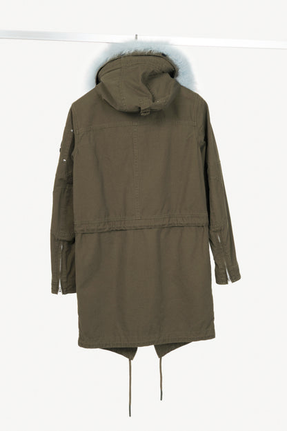 Moose Knuckles Green Cotton-Twill Fur-Hood Zip Parka