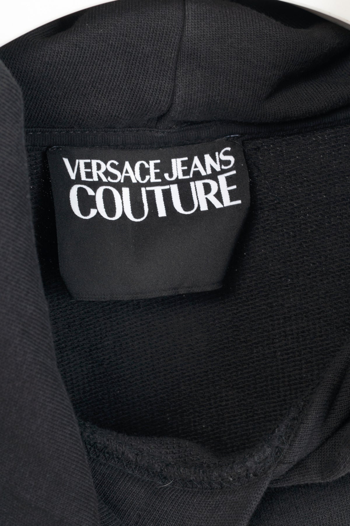 Versace Jeans Couture Black Cotton Embroidered Baroque Logo Hoodie