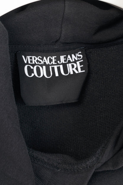 Versace Jeans Couture Black Cotton Embroidered Baroque Logo Hoodie
