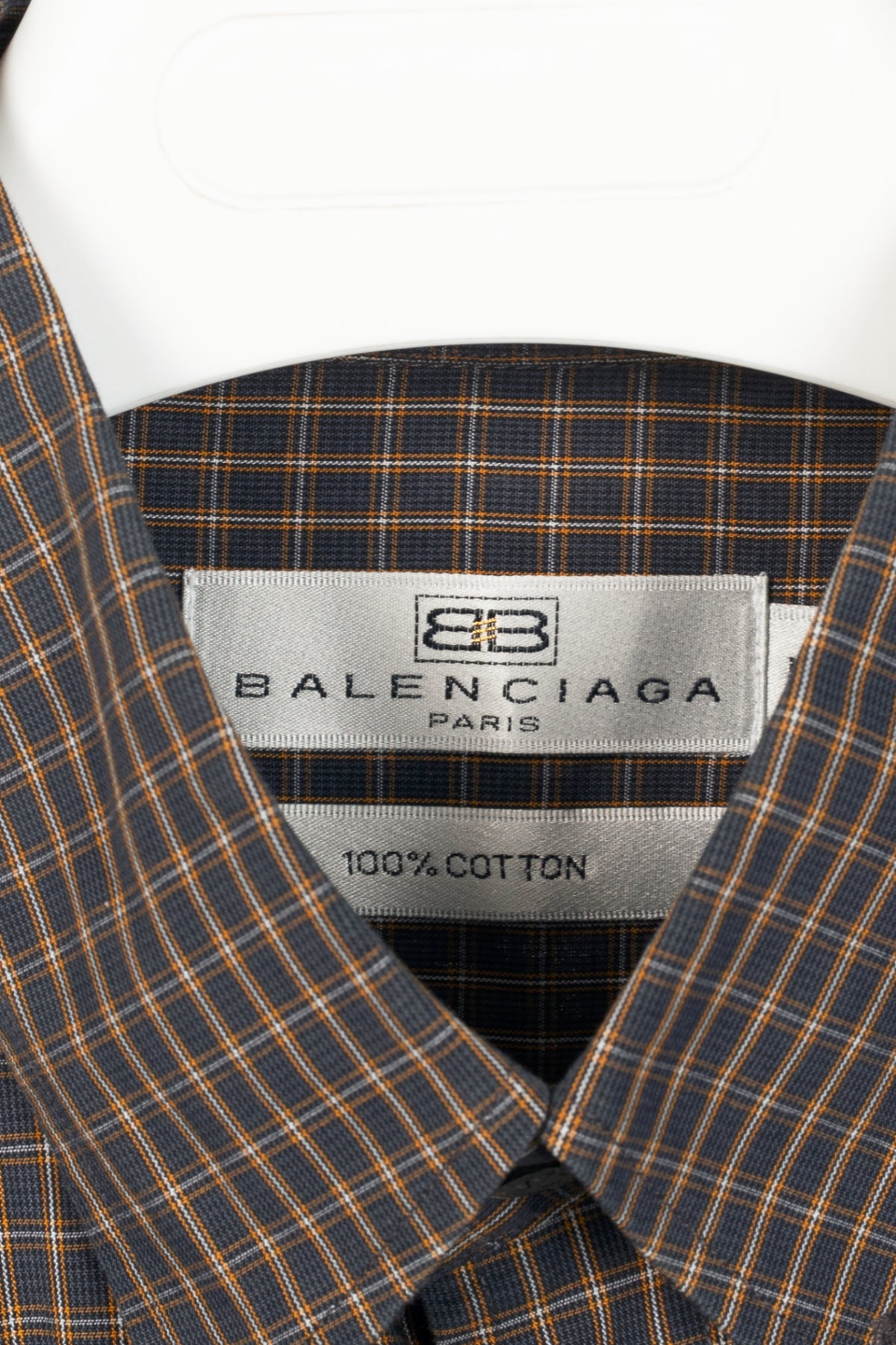 Balenciaga Vintage Brown & Orange Plaid Cotton-Poplin Buttoned Shirt