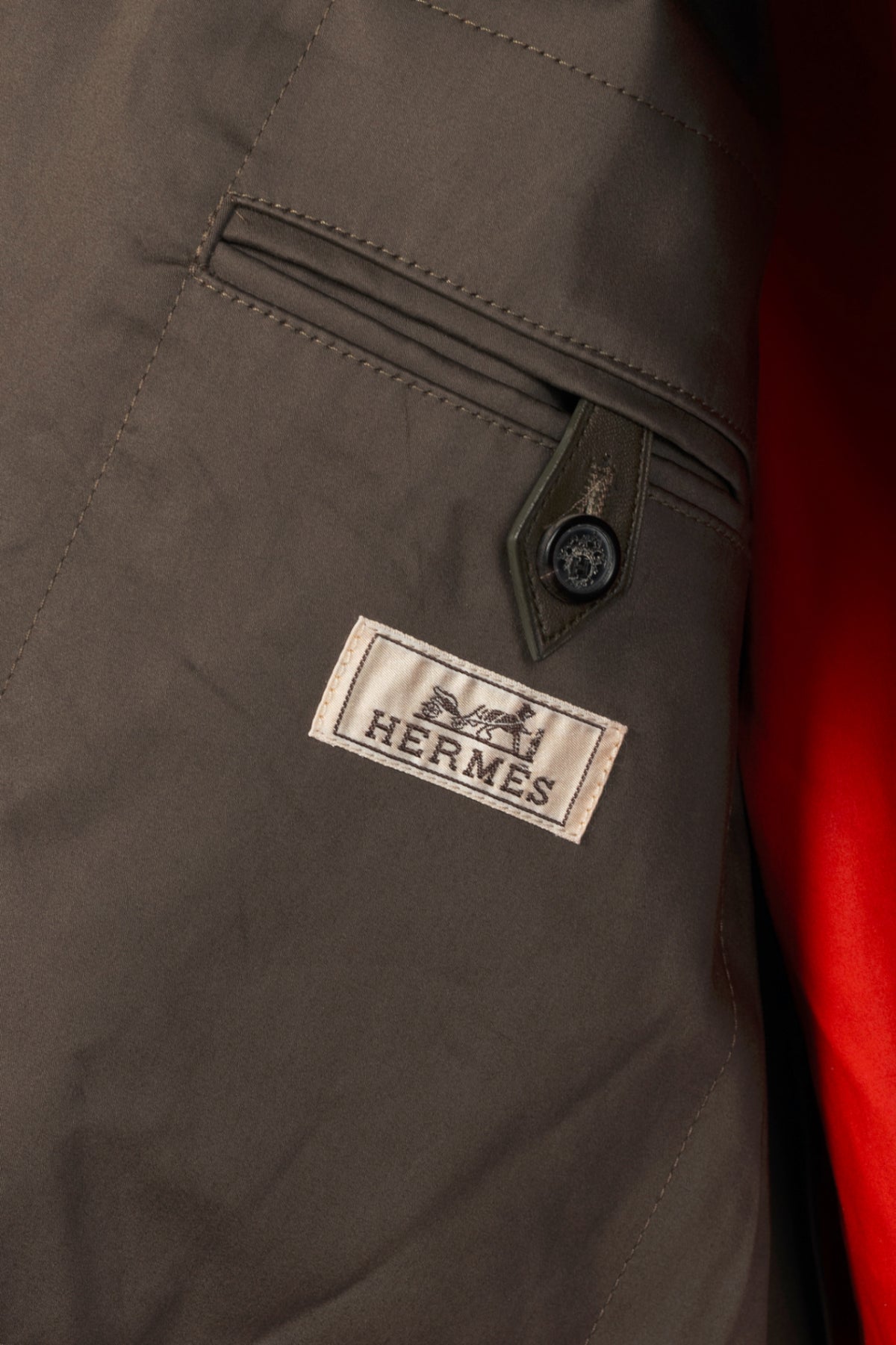 Hermes Brown Coated Cotton Mackintosh Coat