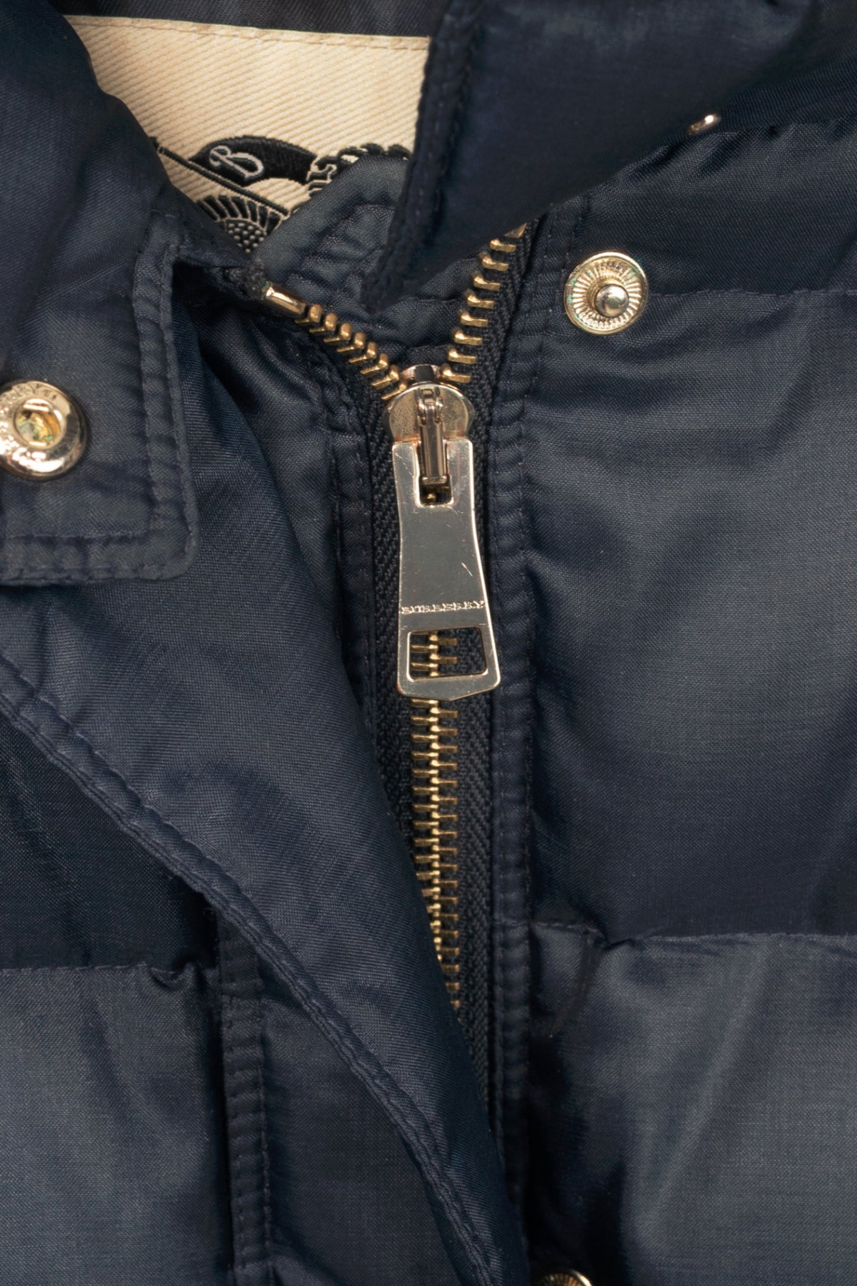 Burberry Abbeydale Navy Fur-Trim Hooded Quilted Puffer