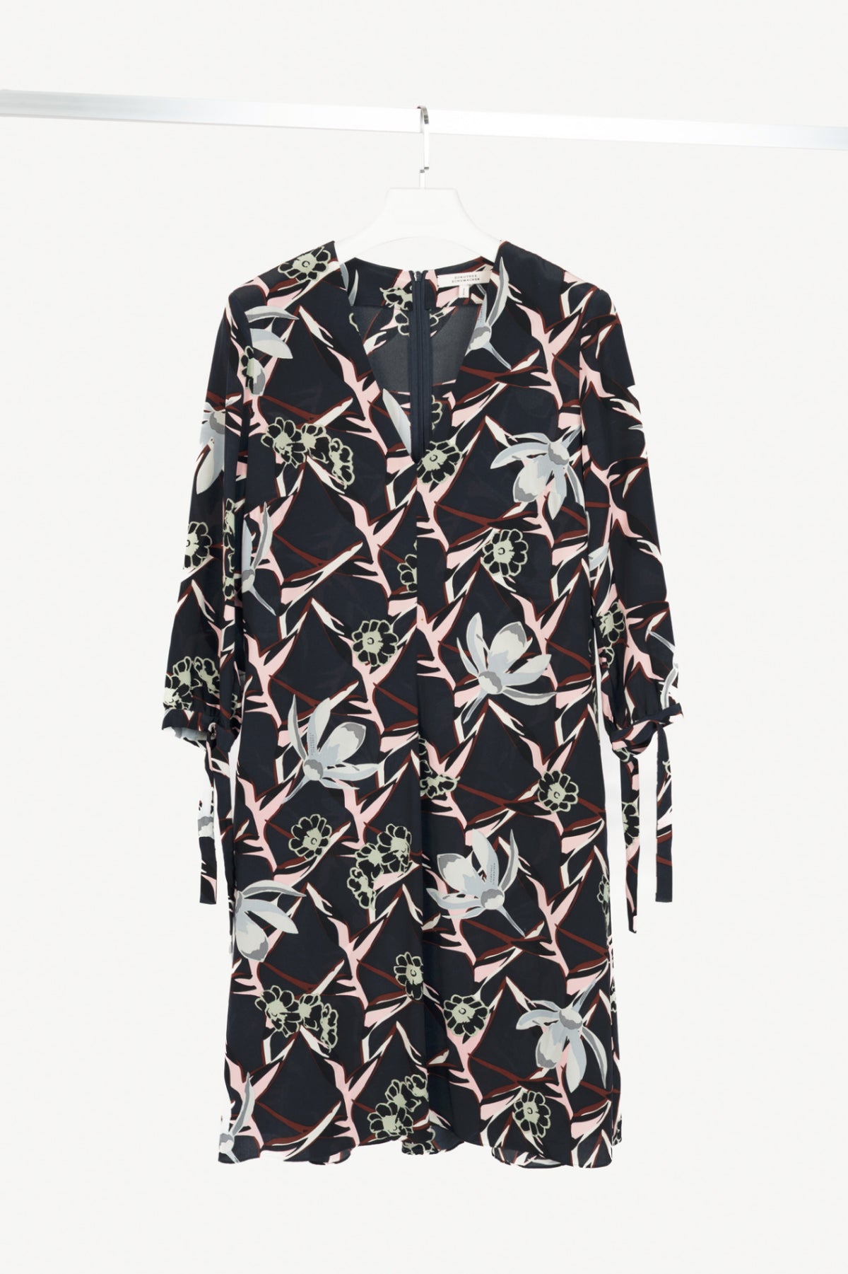 Dorothee Schumacher SS16 Navy Floral-Print Silk-Crepe Mini Dress