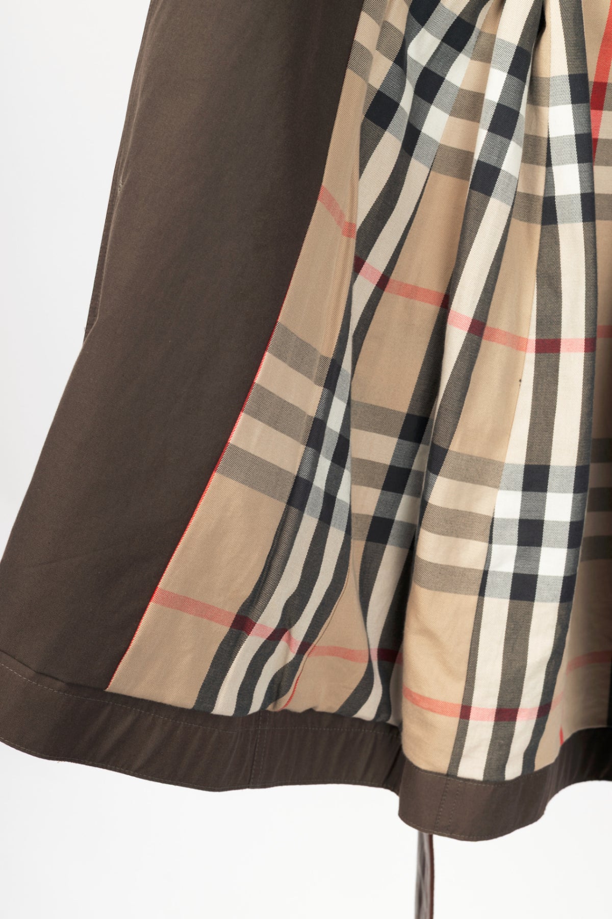 Burberry Olive Cotton Leather-Trim Belted Double-Breasted Trench Coat
