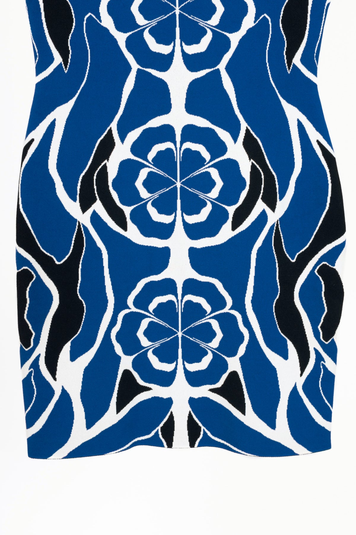 Alexander McQueen Blue Flower-Intarsia Knit Bodycon Mini Dress
