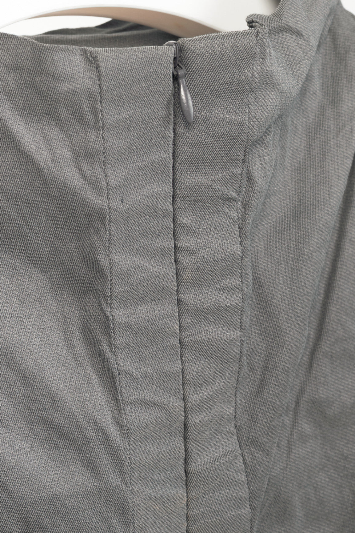 Sarah Pacini Grey Crinkle Cotton-Blend Zip Dress