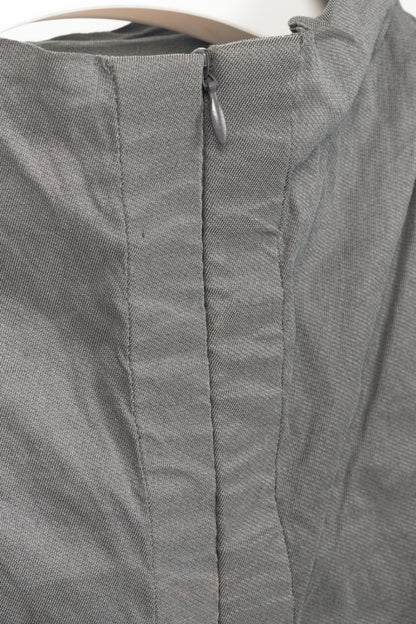 Sarah Pacini Grey Crinkle Cotton-Blend Zip Dress