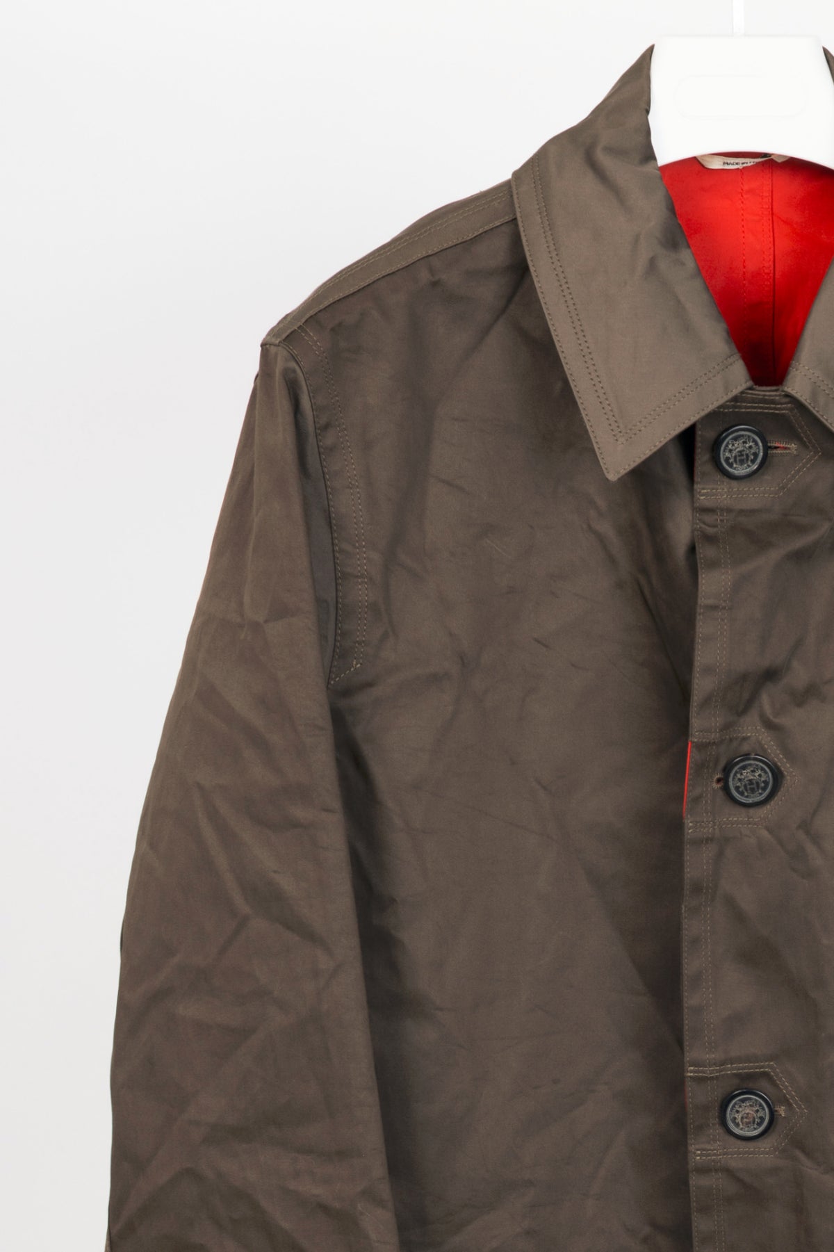 Hermes Brown Coated Cotton Mackintosh Coat