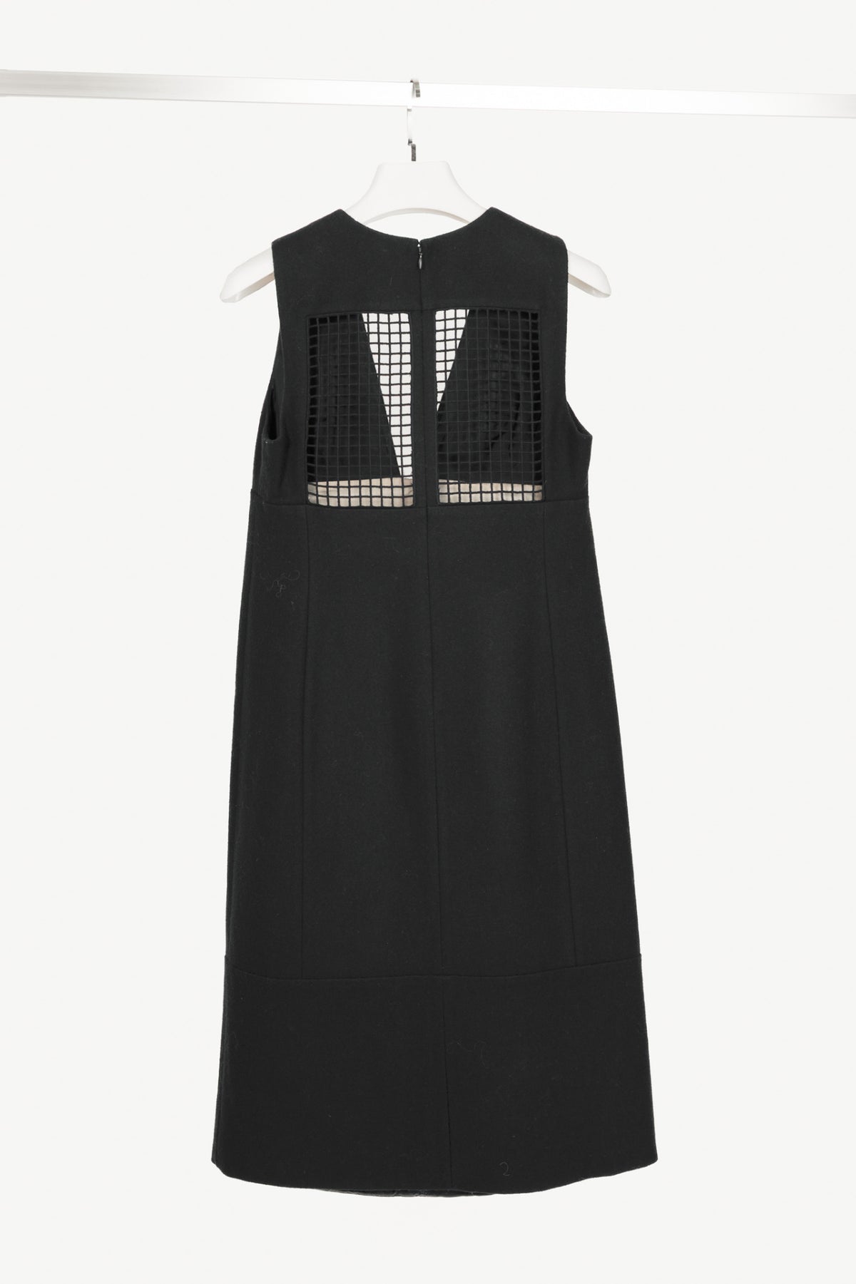 Tibi AW12 Runway Navy Wool-Blend Crochet Sleeveless Dress