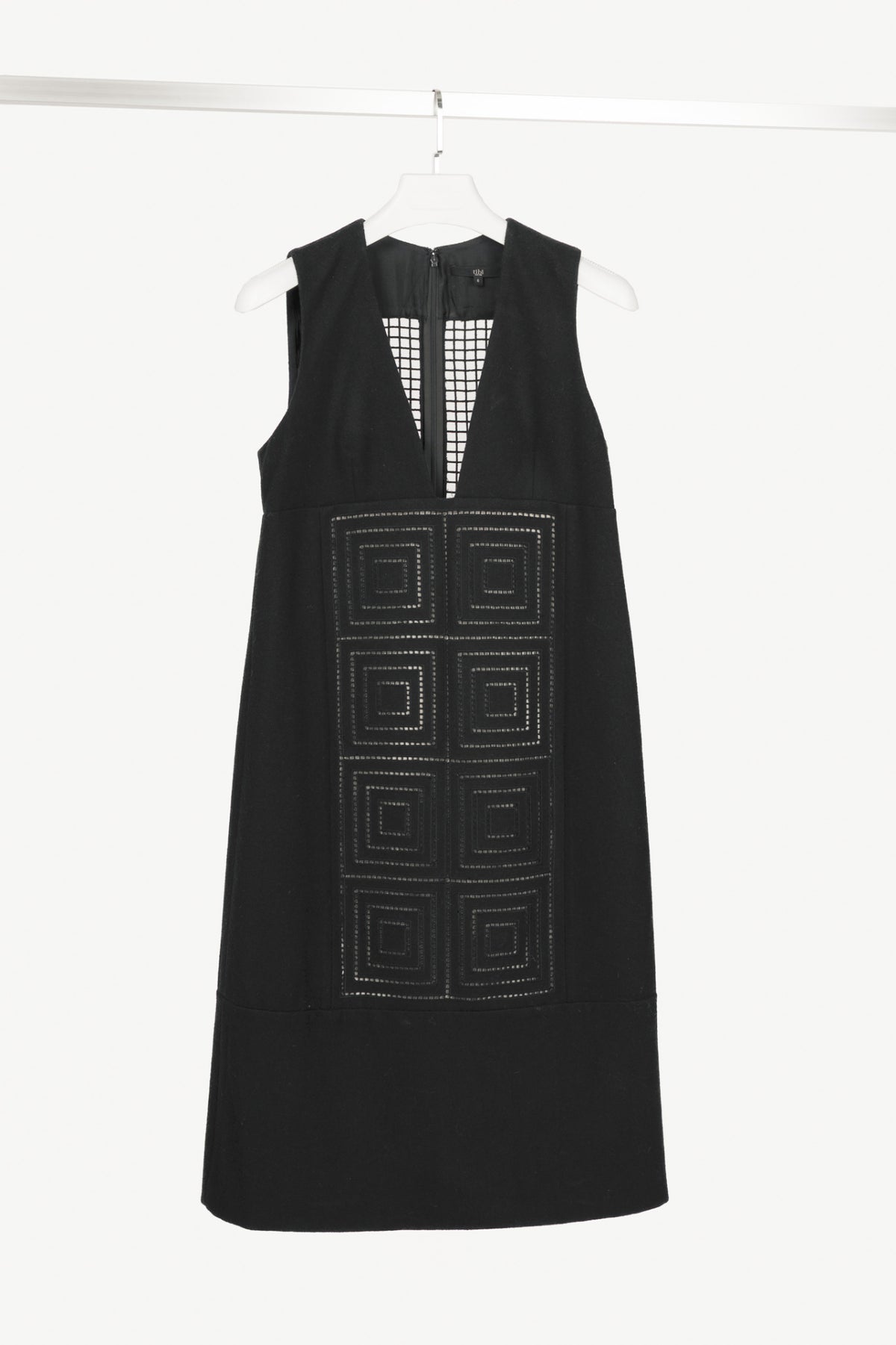 Tibi AW12 Runway Navy Wool-Blend Crochet Sleeveless Dress