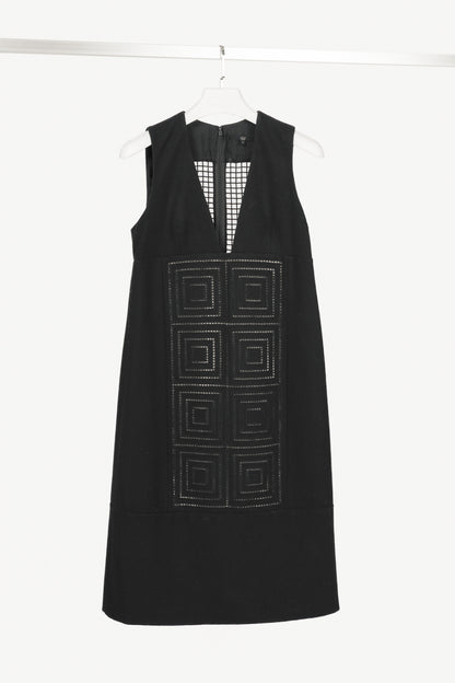 Tibi AW12 Runway Navy Wool-Blend Crochet Sleeveless Dress