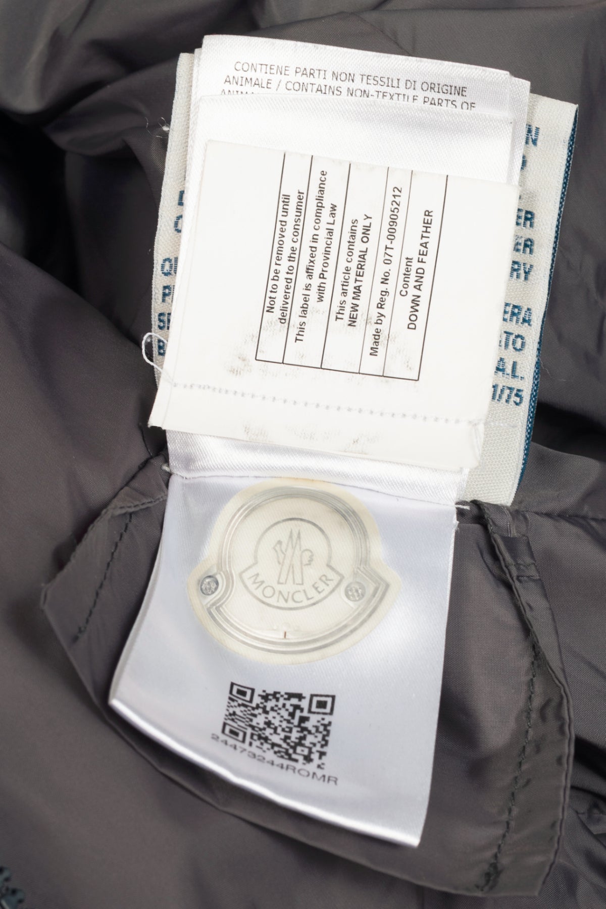 Moncler Flammette Grey Nylon Hidden-Hood Puffer Down Jacket