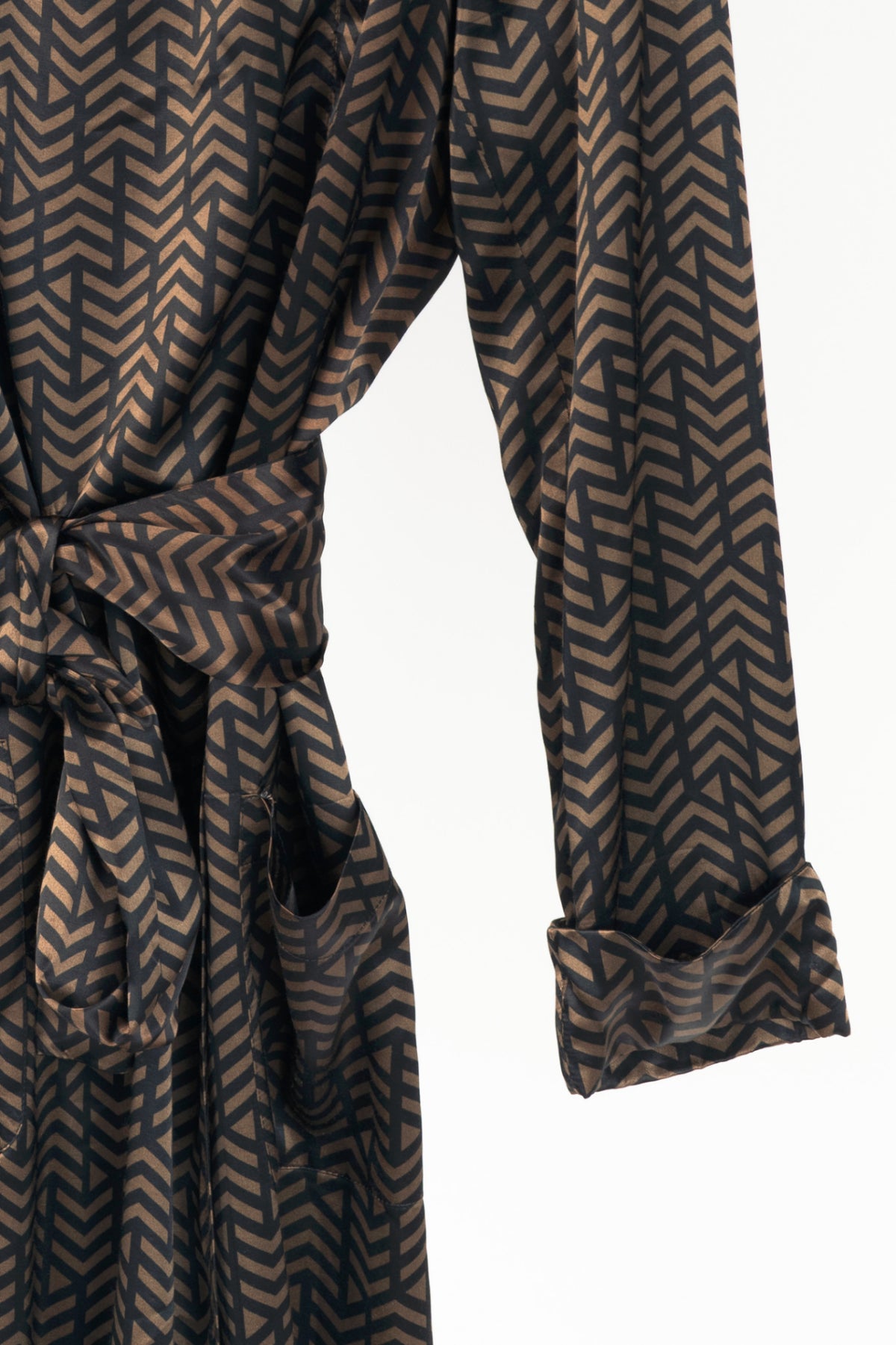 Etro Brown & Black Geometric-Print Viscose-Satin Scarf Mini Dress