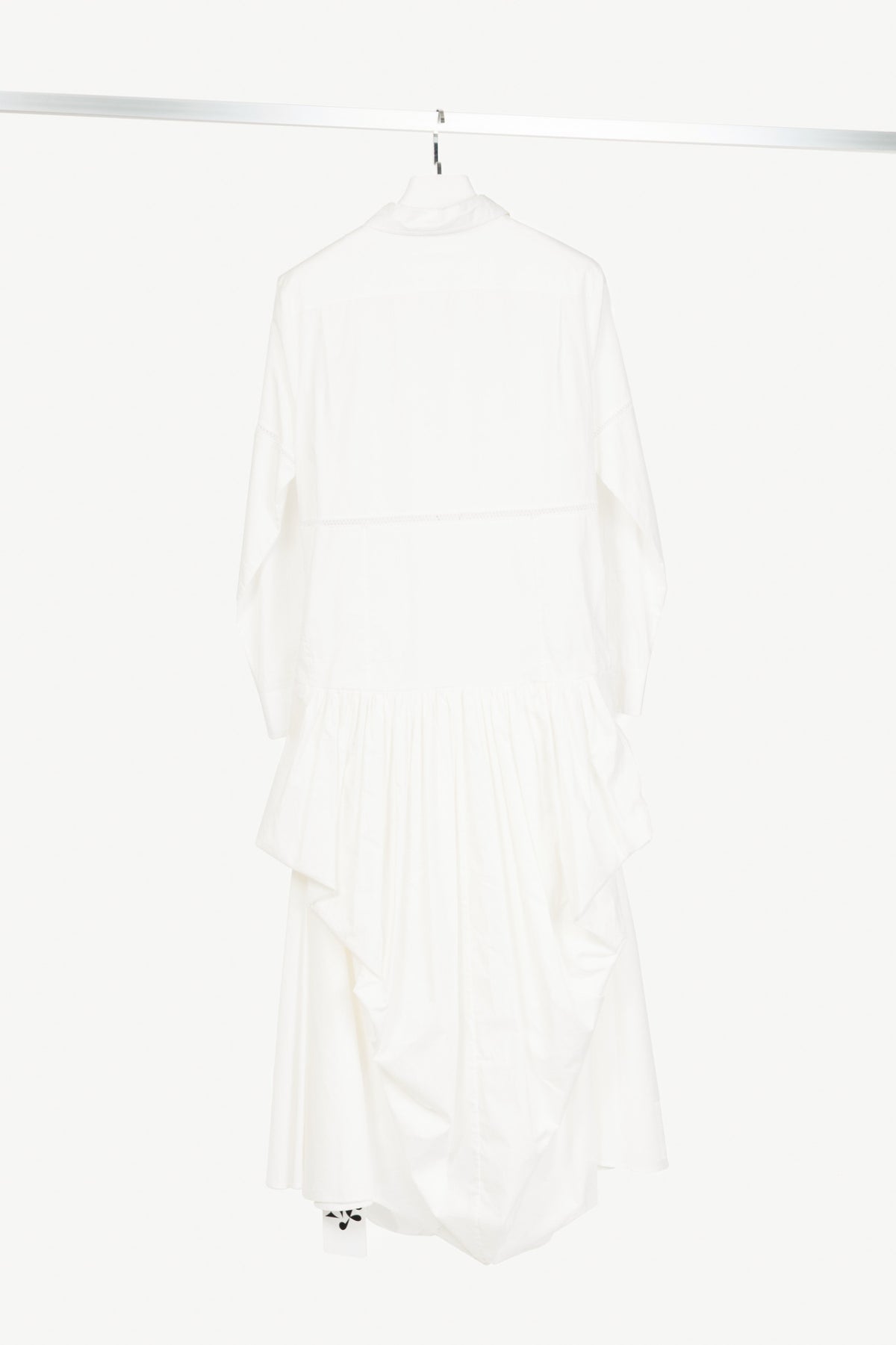 Diotima Ritual White Crochet-Trimmed Gathered Cotton-Poplin Midi Shirt Dress