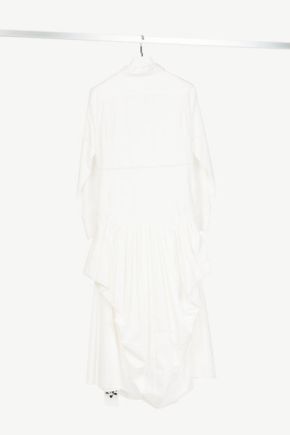 Diotima Ritual White Crochet-Trimmed Gathered Cotton-Poplin Midi Shirt Dress