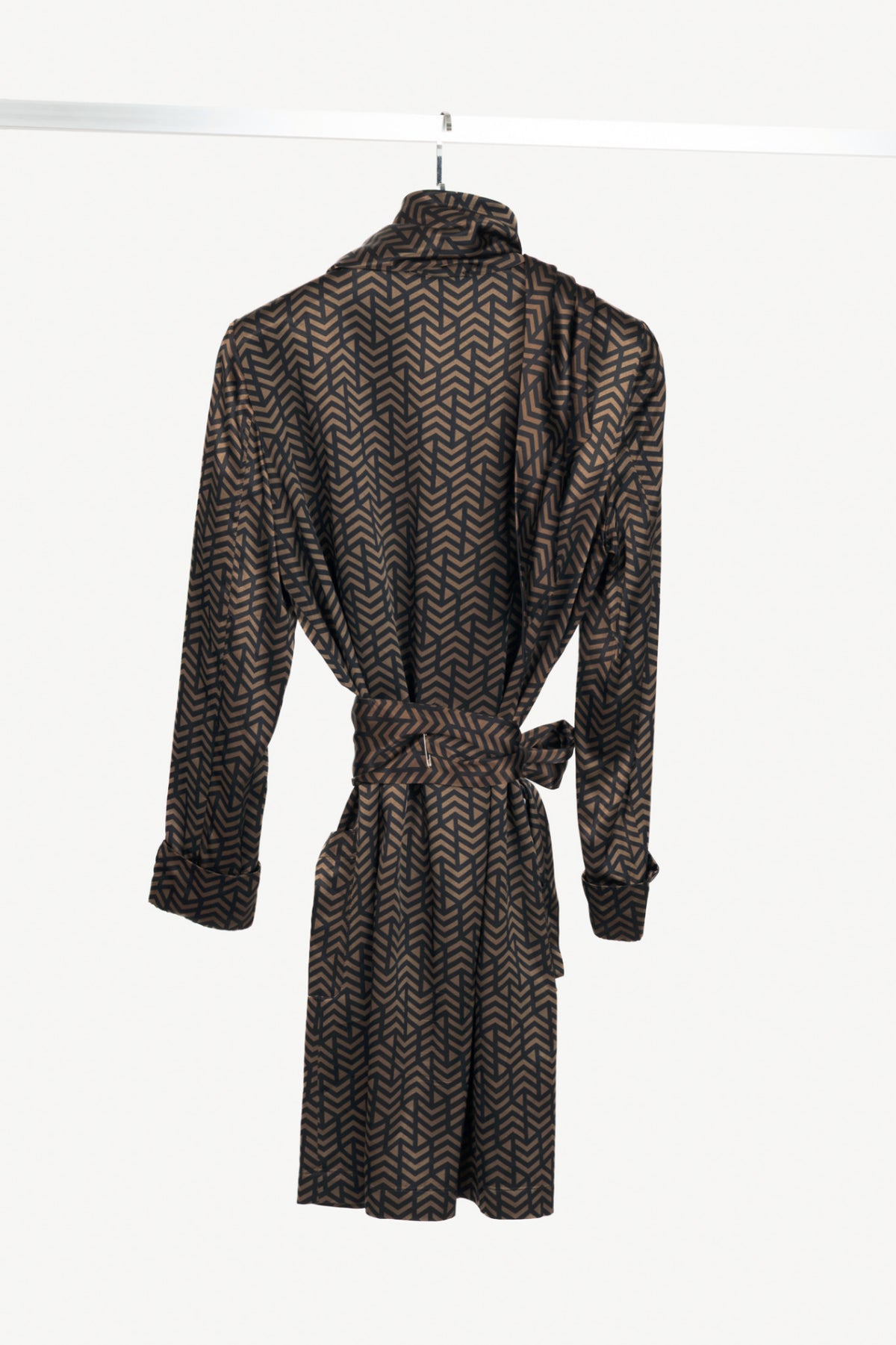 Etro Brown & Black Geometric-Print Viscose-Satin Scarf Mini Dress