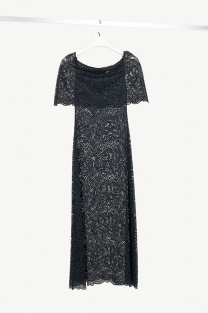 Beaufille Lotta Black Lace Off-Shoulder Maxi Dress