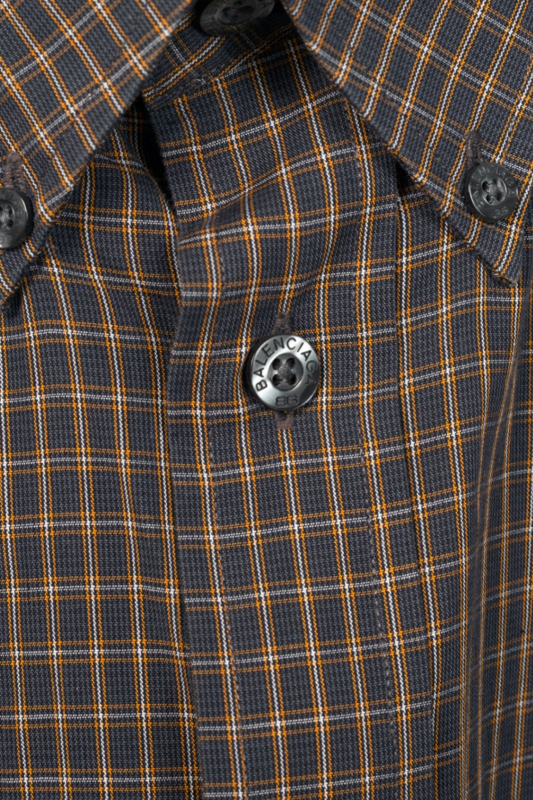 Balenciaga Vintage Brown & Orange Plaid Cotton-Poplin Buttoned Shirt