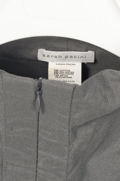 Sarah Pacini Grey Crinkle Cotton-Blend Zip Dress