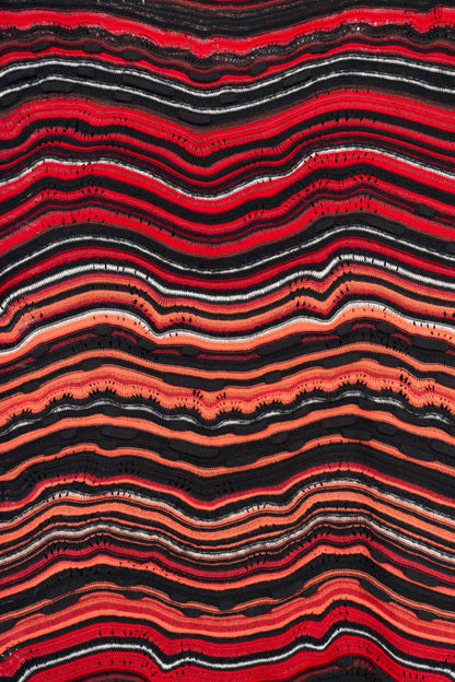 M by Missoni Red Ripple Knit Long-Sleeve Dress