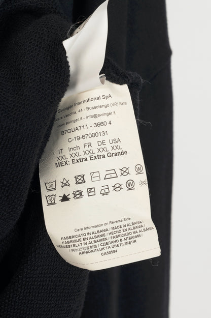 Versace Jeans Couture Black Cotton Embroidered Baroque Logo Hoodie