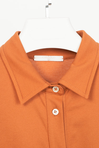 Circolo 1901 Orange Cotton-Pique Belted Shirt Dress