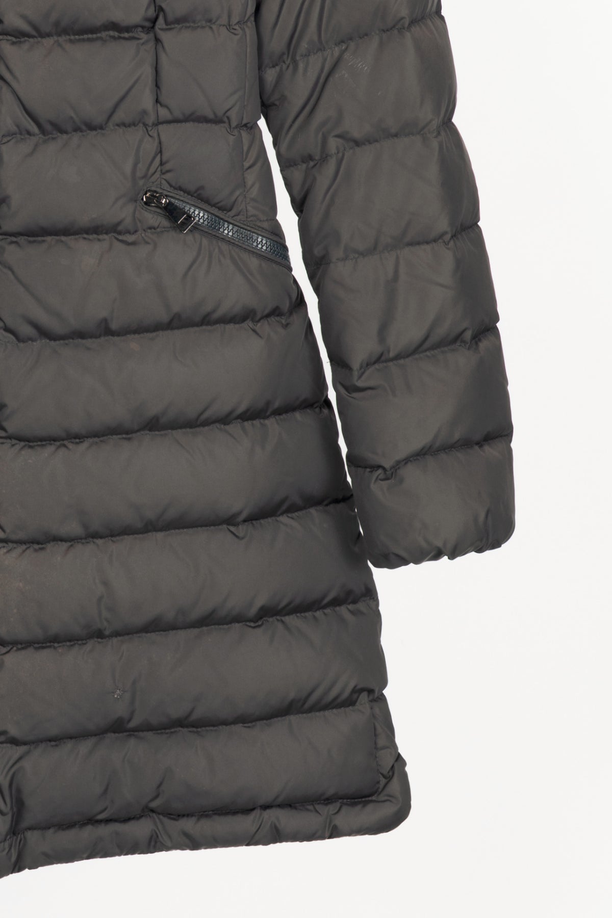 Moncler Flammette Grey Nylon Hidden-Hood Puffer Down Jacket