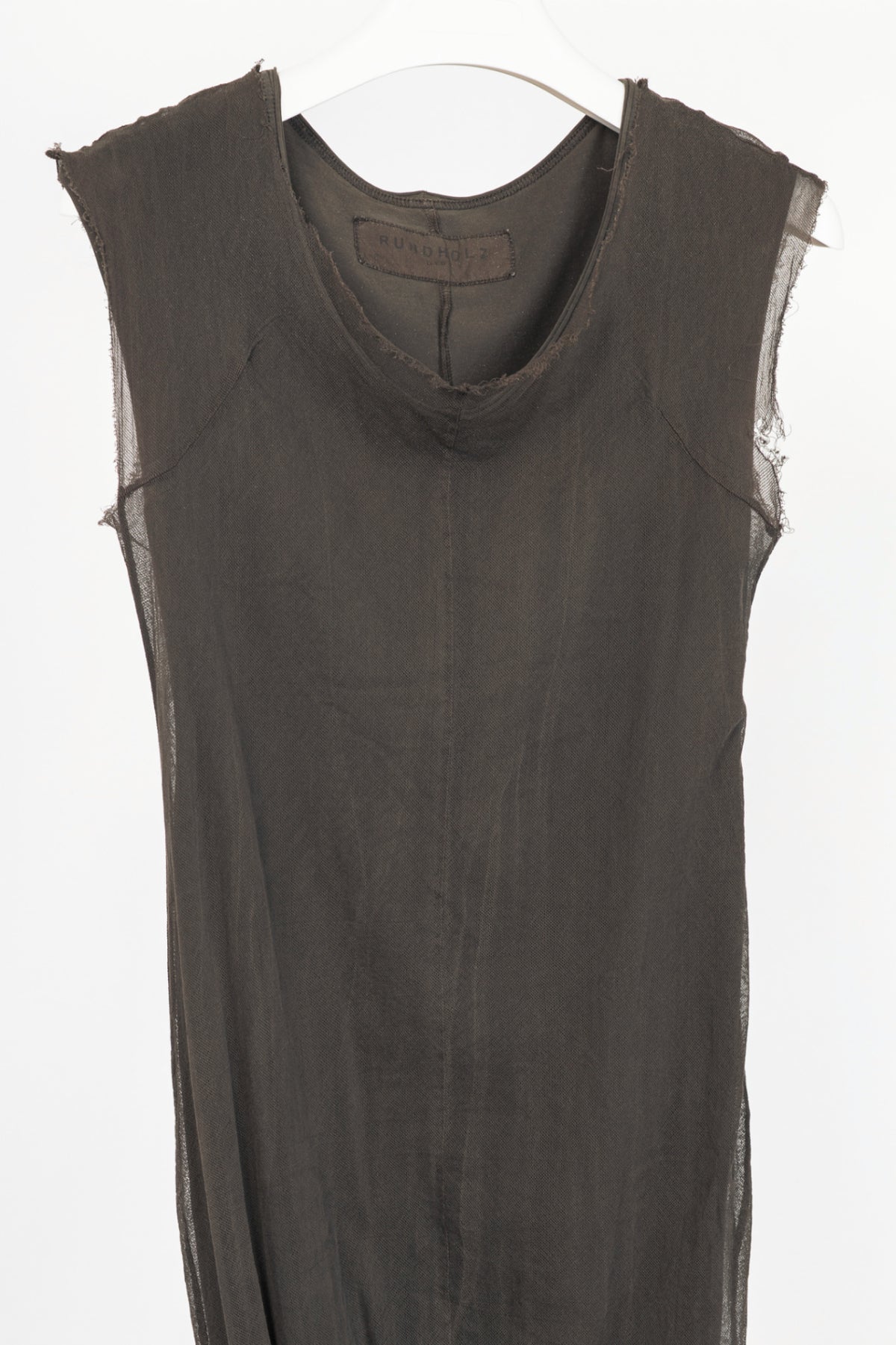 Rundholz Dip Brown Cotton Mesh & Jersey Midi Dress