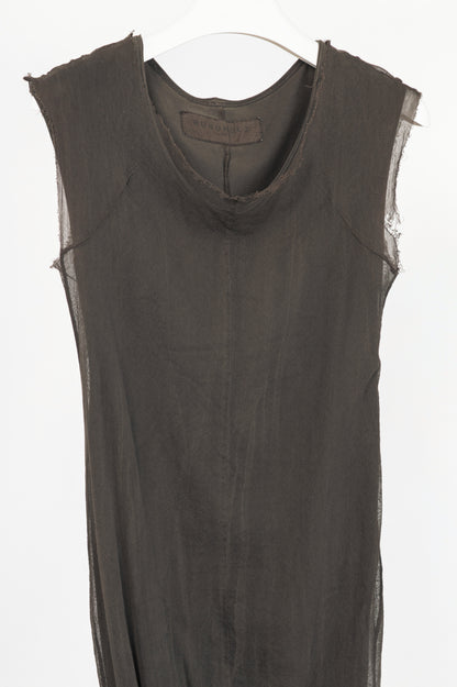 Rundholz Dip Brown Cotton Mesh & Jersey Midi Dress